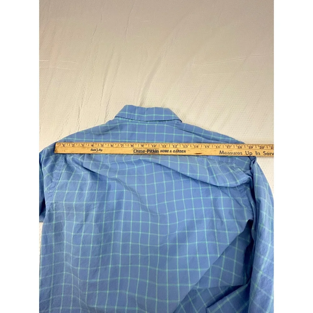 Bonobos‎ Mens Standard Fit Blue Teal Windowpane Check Button Down Shirt Size M